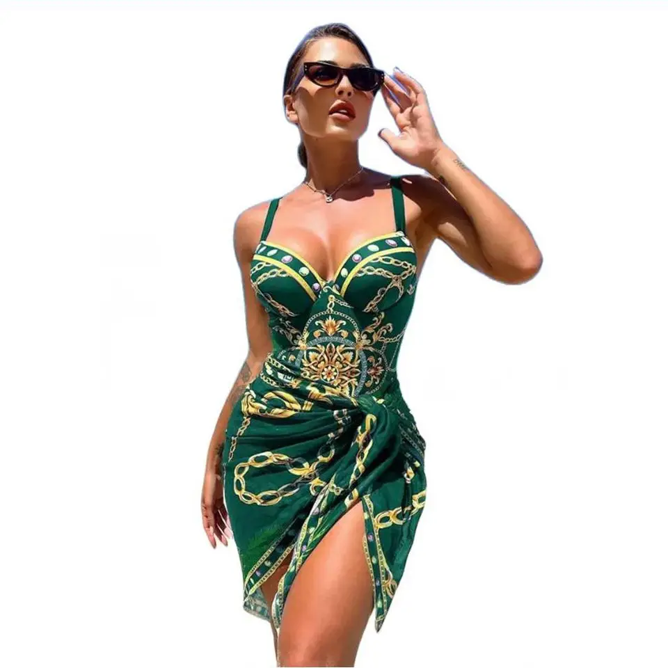 kf-Sb27ccdc7d60f469ebe2bea9a6640abf5i-2024-Women-One-Piece-Wired-Monokini-Wrapped-Skirt-Black-Blue-Green-Chain-Printed-Sexy-Slim-Fit